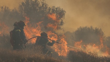 Φωτιά στην Ιεράπετρα: Aναζωπύρωση στις περιοχές Φέρμα και Αχλιά, μάχη με τους ισχυρούς ανέμους  - Νέο μήνυμα από το 112 για εκκένωση 4 οικισμών 