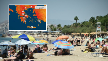 Έξι περιοχές θα «καούν» από τον καύσωνα, δείτε live την πορεία του - 45άρια, αποπνικτικά βράδια και έξι 24ωρα με αφόρητη ζέστη, 40άρια και στα νησιά!