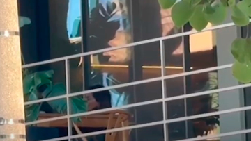 Η στιγμή που ο Βασίλης Μπισμπίκης επιστρέφει στο σπίτι του στη Φιλοθέη μετά την Ευελπίδων και η Δέσποινα Βανδή τον περιμένει στο μπαλκόνι