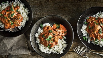 Μανιτάρια στρογγανόφ με ρύζι
