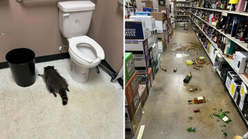 Ρακούν μπήκε σε κάβα στη Βιρτζίνια, μέθυσε και λιποθύμησε στο μπάνιο, δείτε φωτογραφίες