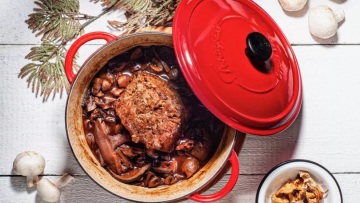 Μοσχαρίσιο χτένι με άγρια μανιτάρια και κάστανα
