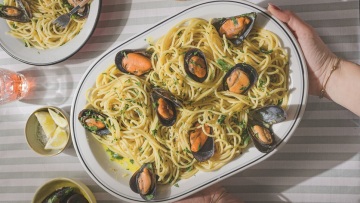 Μυδομακαρονάδα αχνιστή