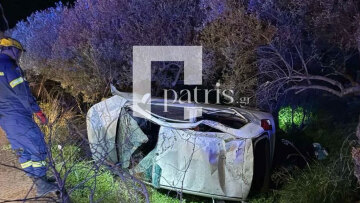 Αυτοκίνητο εξετράπη της πορείας του και κατέληξε σε χαντάκι στο Ηράκλειο, δείτε βίντεο