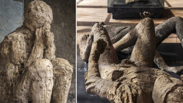 Τα συγκλονιστικά εκμαγεία θυμάτων της έκρηξης του Βεζούβιου στην Πομπηία, αγκαλιασμένοι ή κουλουριασμένοι περίμεναν το τέλος τους