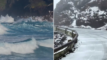 Πρωτόγνωρες εικόνες από την κακοκαιρία Τερέζα στις Κανάριες Νήσους: Θυελλώδεις άνεμοι και γιγαντιαία κύματα, χιόνισε στην Τενερίφη, βίντεο