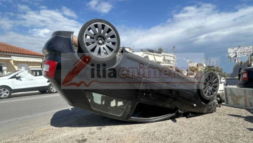 Στο νοσοκομείο Πύργου οδηγός που το όχημα του τούμπαρε μετά από τροχαίο, δείτε βίντεο