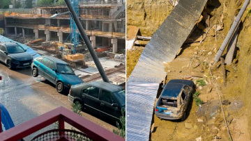 «Ήταν σαν να γινόταν σεισμός»: Καρέ καρέ η πτώση του αυτοκινήτου στο κενό στη Θεσσαλονίκη μετά την υποχώρηση του τοιχίου