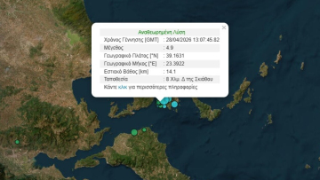 Νέος σεισμός 4,9 Ρίχτερ στην Σκιάθο, αισθητός και στην Αττική