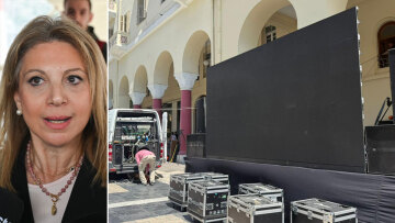 Γιγαντοοθόνη και ετοιμασίες στην πλατεία Αριστοτέλους για τα αποκαλυπτήρια του κόμματος Καρυστιανού, δείτε βίντεο