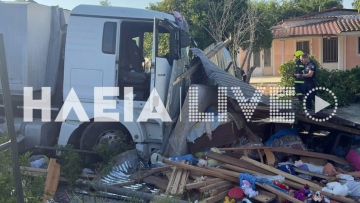Οδηγός έχασε τον έλεγχο του φορτηγού επειδή τον τσίμπησε έντομο και έπεσε πάνω σε αποθήκες στα Λεχαινά