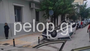 Ένας τραυματίας στην Πάτρα μετά από σύγκρουση δύο αυτοκινήτων, το ένα όχημα κατέληξε αναποδογυρισμένο