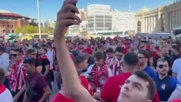 Οπαδοί Ολυμπιακού στη Βαρκελώνη