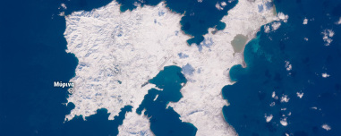 Η Λήμνος θυμίζει Αρκτικό Κύκλο: Εντυπωσιακή δορυφορική εικόνα δείχνει το νησί 100% καλυμμένο με χιόνι