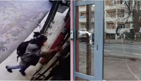 Επίθεση στην πρεσβεία της Βουλγαρίας στα Σκόπια: Έσπασαν το τζάμι της κεντρικής εισόδου, δείτε βίντεο 