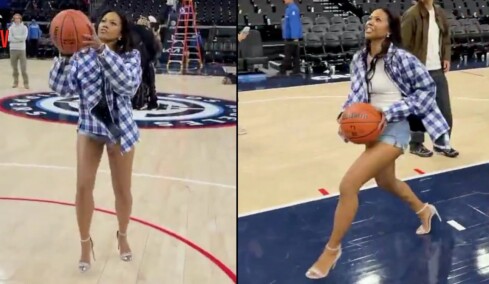 NBA: Αμερικανίδα τραγουδίστρια έπαιξε μπάσκετ με τακούνια, δείτε βίντεο 