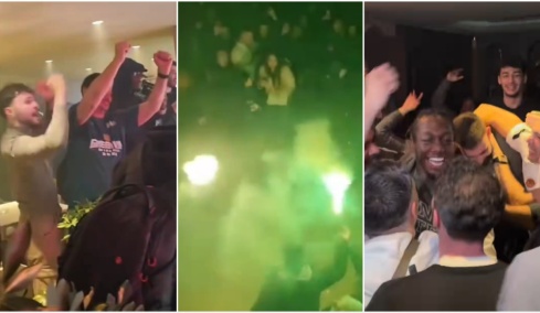 Αποθέωση στο ξενοδοχείο για τον Κυπελλούχο Παναθηναϊκό και σύνθημα για Ναν με Πέγκυ Ζήνα, δείτε βίντεο και φωτογραφίες