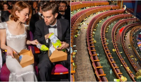 «Οι πλούσιοι αφήνουν τη βρωμιά για τους άλλους»: Φωτογραφία με σκουπίδια στην αίθουσα τελετής των Όσκαρ προκαλεί οργή στα social media 