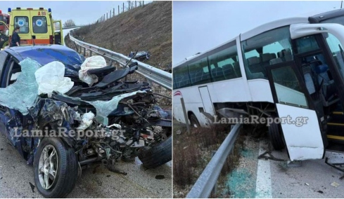 Φθιώτιδα: Νεκρός 21χρονος οδηγός μετά από μετωπική με λεωφορείο που πήγαινε να παραλάβει μαθητές