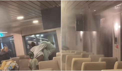 Ζημιές στο πλοίο «Νήσος Σάμος από το τσιγάρο που άναψε Ρομά με αποτέλεσμα να ενεργοποιηθεί το σύστημα πυρόσβεσης, δείτε βίντεο 