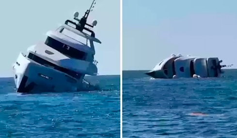 Video: Υπερπολυτελές γιοτ βυθίστηκε μετά την καθέλκυσή του
