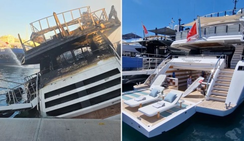 Ιδού το γιότ των 25 εκατ. που κάηκε στον Πειραιά (+video)