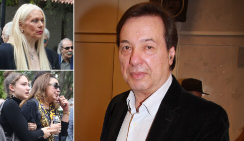 Συγκίνηση στο τελευταίο αντίο στον Γιώργο Νιάρχο - Συντετριμμένες η σύζυγός του, Μάρα Θρασυβουλίδου και η κόρη του