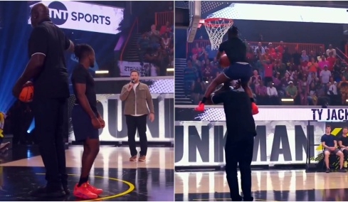 Το απίθανο κάρφωμα που έγινε viral: Με ύψος 1,62 πήδηξε πάνω από τον Σακίλ (2,16)! Δείτε βίντεο
