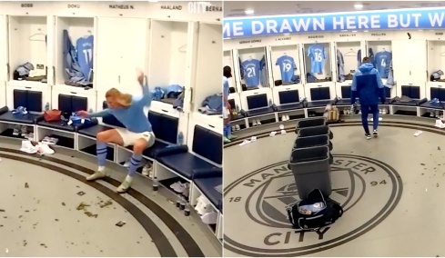 Έρλινγκ Χάαλαντ: Δεν αστοχεί ποτέ - Πέταξε το μπουκάλι με δύναμη στο πάτωμα και κατέληξε στον κάδο, δείτε βίντεο
