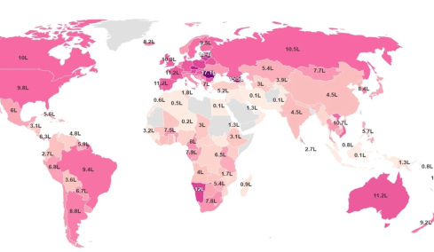 Ο παγκόσμιος χάρτης του αλκοόλ: Πόσο τα «τσούζουν» οι Έλληνες

