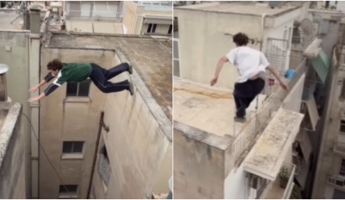 Γάλλος παρκουρίστας κάνει επικίνδυνα άλματα σε ταράτσες της Αθήνας και γίνεται viral, δείτε βίντεο