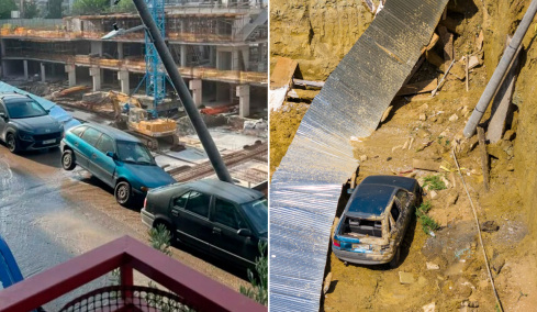 «Ήταν σαν να γινόταν σεισμός»: Καρέ καρέ η πτώση του αυτοκινήτου στο κενό στη Θεσσαλονίκη μετά την υποχώρηση του τοιχίου