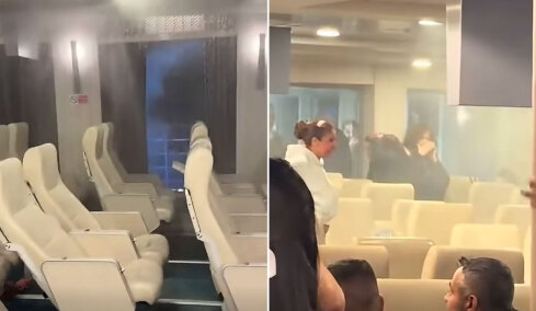 Νέες εικόνες από το χάος στο πλοίο «Νήσος Σάμος» μετά την ενεργοποίηση του συστήματος πυρόσβεσης λόγω τσιγάρου, επιβάτες έγιναν μούσκεμα 