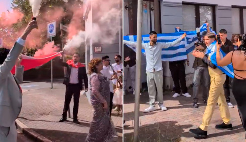 Χαμός με καπνογόνα, ελληνικές και τουρκικές σημαίες σε γάμο στη Γερμανία, δείτε βίντεο