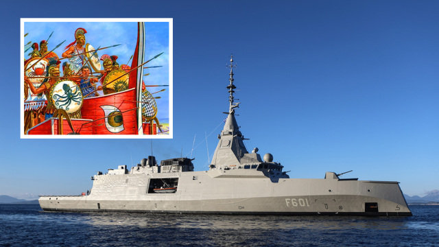 Η Belharra  «Κίμων» καταπλέει στην Κύπρο, εκεί όπου σκοτώθηκε πολεμώντας τους Πέρσες ο στρατηγός που της έδωσε το όνομά του - Η ιστορία του