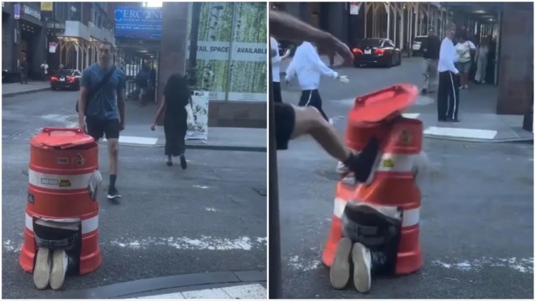 Νεοϋορκέζος φαρσέρ που τρομάζει περαστικούς δέχθηκε κλοτσιά από «θύμα» του – Το βίντεο έγινε viral 