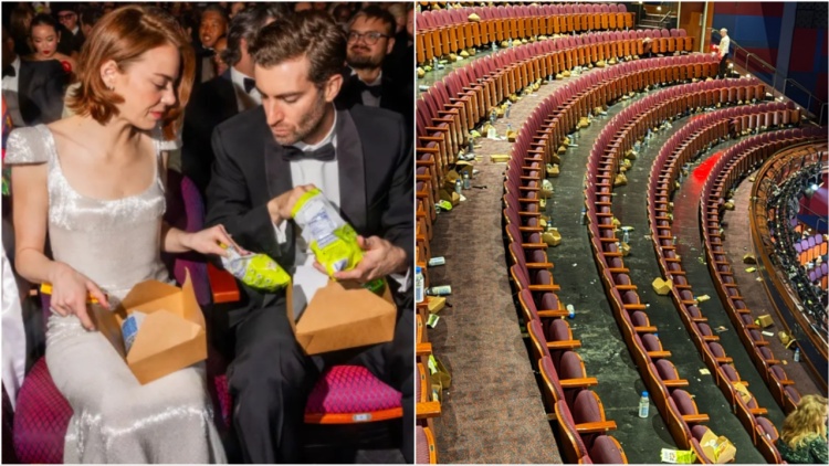 «Οι πλούσιοι αφήνουν τη βρωμιά για τους άλλους»: Φωτογραφία με σκουπίδια στην αίθουσα τελετής των Όσκαρ προκαλεί οργή στα social media 