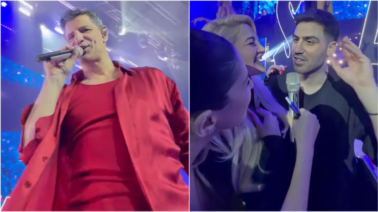 Ο Σάκης Ρουβάς έδωσε το μικρόφωνο στην Ιωάννα Τούνη που διασκέδαζε στο πρώτο τραπέζι με τον σύντροφό της