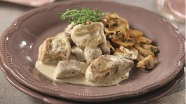 Ψαρονέφρι με σάλτσα από ροζέ κρασί και μανιτάρια