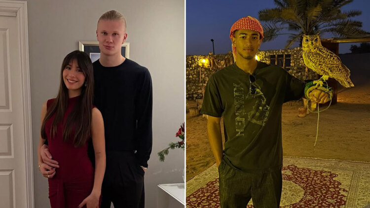 Οι ποδοσφαιριστές ξεκουράζονται: Ο Χάαλαντ με τη σύζυγο και ο Μπέλινγχαμ με την κουκουβάγια