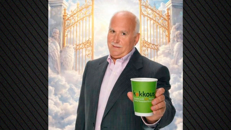 Σάλος με διαφήμιση μαγαζιού στη Μεσσήνη που δείχνει τον Γιώργο Παπαδάκη να πίνει τον καφέ του από τον Παράδεισο
