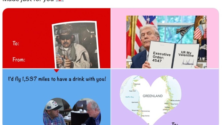 Ο Λευκός Οίκος γιορτάζει τον Άγιο Βαλεντίνο, δείχνοντας την αγάπη του... για Μαδούρο και Γροιλανδία