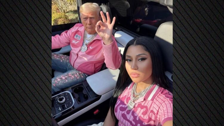 Η Νίκι Μινάζ ανέβασε φωτογραφίες AI με τον Ντόλαντ Τραμπ φορώντας ασορτί ροζ ρούχα και προκάλεσε αντιδράσεις