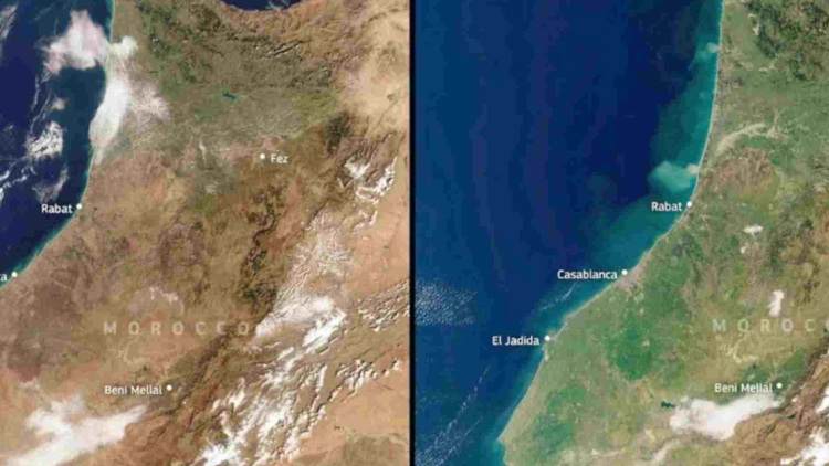 Δορυφορικές εικόνες δείχνουν μια αλλαγή στο Μαρόκο που δεν έχει παρατηρηθεί εδώ και μια δεκαετία