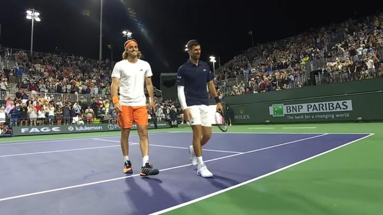 Πρεμιέρα με άνετη νίκη και αποθέωση από το κοινό για Τσιτσιπά και Τζόκοβιτς στο Indian Wells, δείτε βίντεο