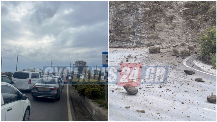 Κατολισθήσεις βράχων έκλεισαν την πρόσβαση στο λιμάνι του Αθηνιού στη Σαντορίνη, δείτε φωτογραφίες 