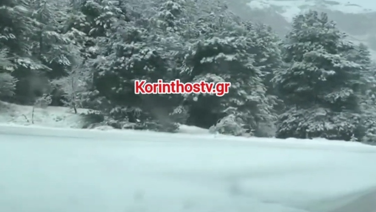 Χιόνια και στην Ορεινή Κορινθία από χθες, δείτε βίντεο