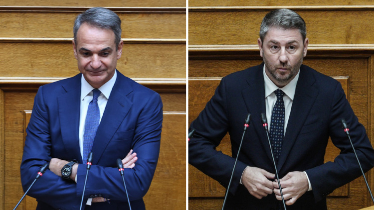 Ο Μητσοτάκης προκάλεσε τον Ανδρουλάκη να του πει πόσο στοιχίζει η 13η σύνταξη: «Δώστε  μας 10'» του απάντησε, «κατάλαβα, εντάξει»