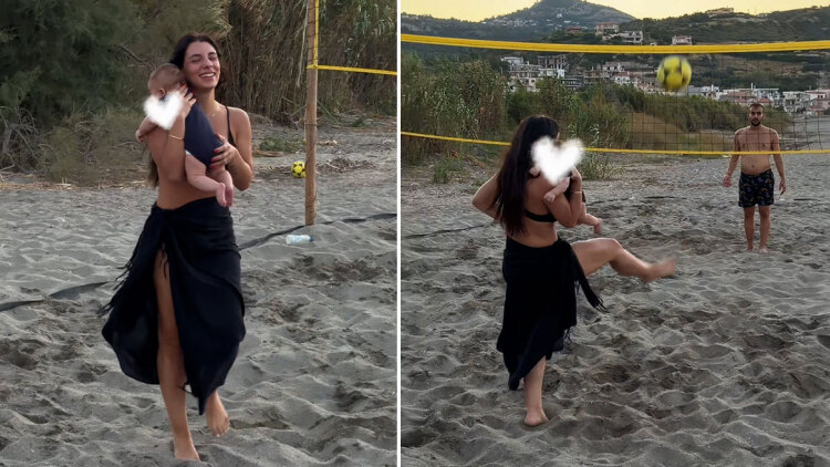 Η Μαριαλένα Ρουμελιώτη έπαιξε beach volley κρατώντας τον δύο μηνών γιο της αγκαλιά: «Αν η μπάλα σκάσει στο κεφάλι του μωρού; Τι θα κάνετε τότε;» της γράφουν στο TikTok