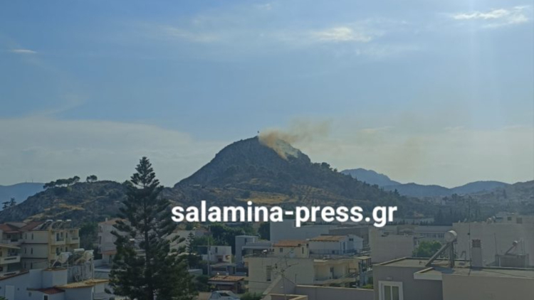 Φωτιά στον Προφήτη Ηλία Σαλαμίνας, επιχειρούν 2 ελικόπτερα

